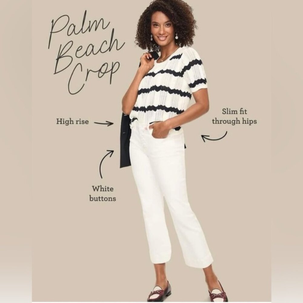NWT | Cabi 6494 Palm Beach Crop White Denim